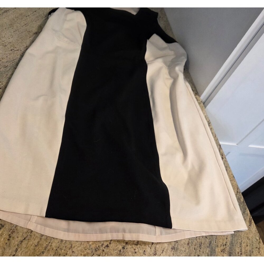 Talbots Size 16WP Black Cream Sheath Sleeveless Dress Petite Knee Length - Picture 5 of 15